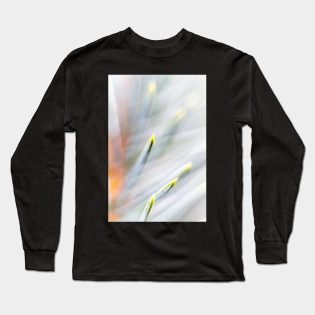 Lime green tipped pine needles Long Sleeve T-Shirt by heidiannemorris